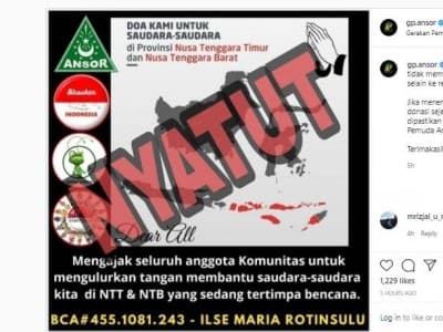 Donasi Bencana NTT Dicatut, Ini Rekening Donasi GP Ansor yang Benar