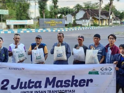 Sinergi dengan Kemenhub, LAZISNU Jember Bagikan Sembako  di Terminal