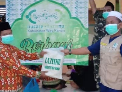 LAZISNU Way Kanan Bagikan Paket Sembako Selama Ramadhan 1442 H