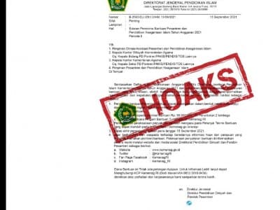 Beredar Edaran Penerima Bantuan Pesantren, Kemenag: Hoaks