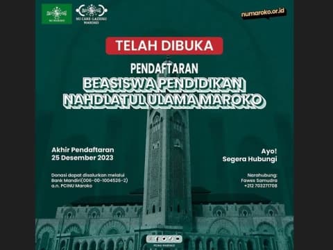 Beasiswa PCINU Maroko Dibuka, Cek Syarat dan Cara Daftar di Sini