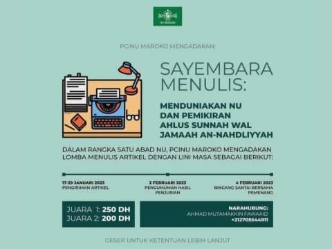 Sambut 1 Abad NU, PCINU Maroko Gelar Sayembara Menulis Artikel