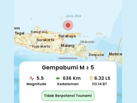 Bangkalan Madura Diguncang Gempa Magnitudo 5,5 Tidak Berpotensi Tsunami