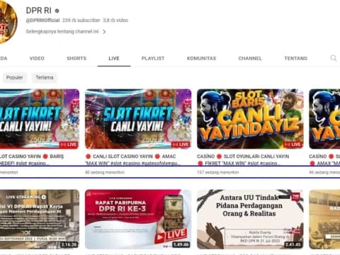 Kronologi YouTube DPR RI Kena Retas, Tampilkan Video Judi Online