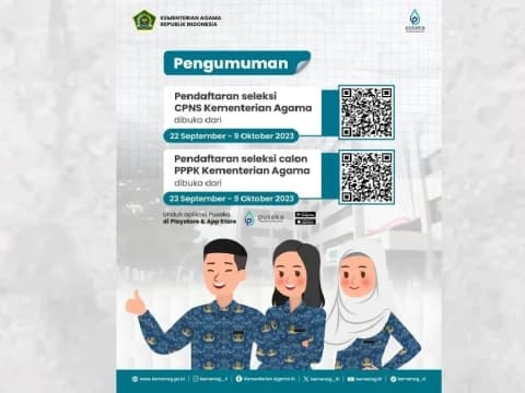 Dibuka, Seleksi CPNS dan PPPK 2023 Kemenag, Ini Cara dan Syaratnya