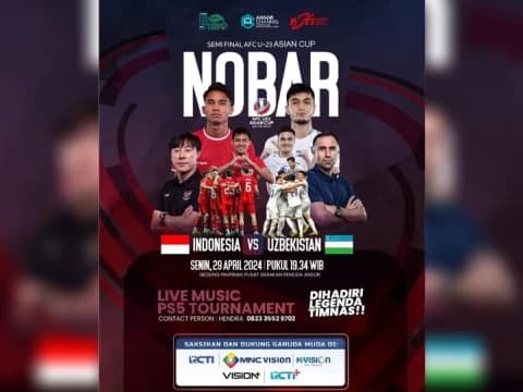 Warga dan Pengurus PBNU Nobar Timnas Indonesia Vs Uzbekistan