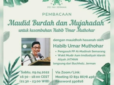 Ketua NU Jerman Ajak Nahdliyin Doakan Habib Umar Muthohar