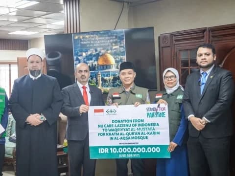Dukung Palestina, NU Care-LAZISNU Salurkan Rp10 Miliar untuk Pengkhatam Al-Quran Masjid Al-Aqsa