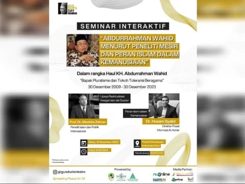Haul Ke-14 Gus Dur, Gusdurian Kairo Gelar Seminar Interaktif Bersama Peneliti Mesir