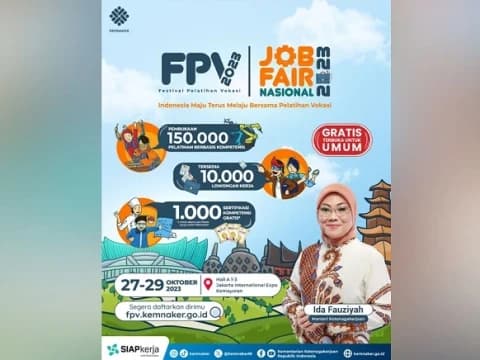 Gelar FPV dan Job Fair, Kemnaker Siapkan Puluhan Ribu Loker hingga Sertifikasi Gratis