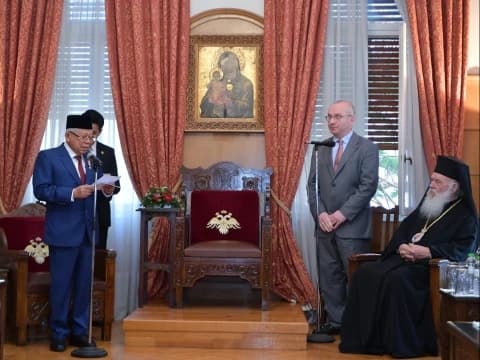 Wapres Ma’ruf Amin Jelaskan Konsep Bhinneka Tunggal Ika di Hadapan Uskup Agung Athena