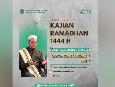 PCINU Suriah Gelar Kajian Ramadhan Bareng Syekh Mahir Hasan Damaskus 
