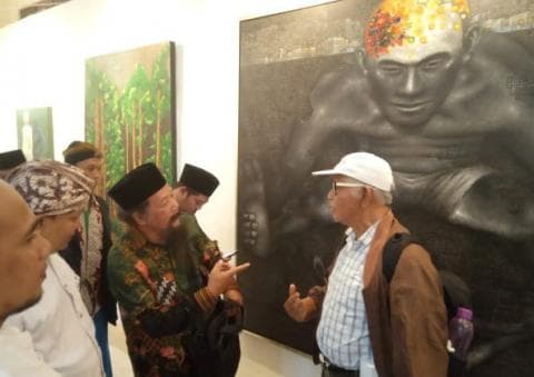 Lukisan Karya Gus Mus Warnai Pameran Rakornas Lesbumi NU
