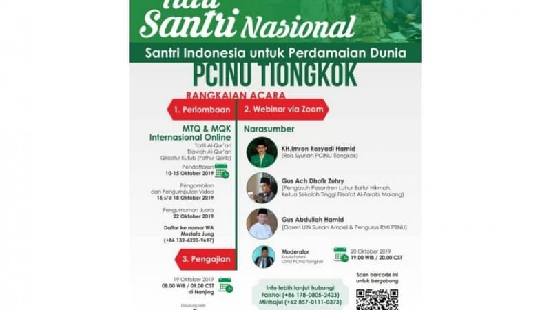Semarak Hari Santri di Tiongkok, Lomba Baca Kitab hingga Seminar Online