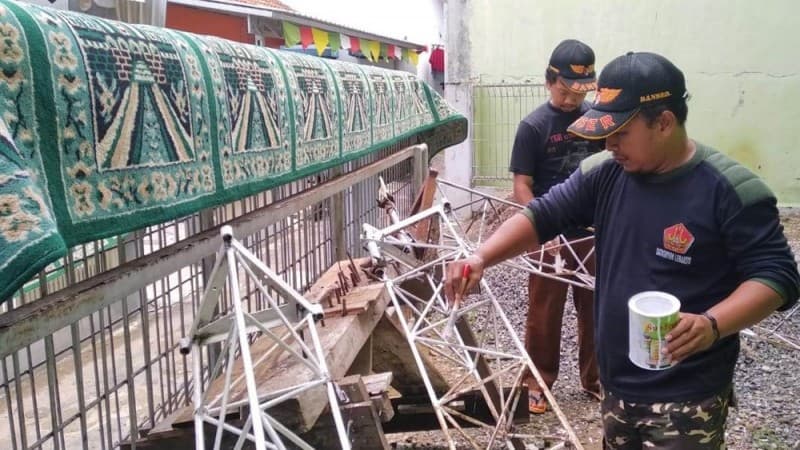 Peringati Harlah NU, Ansor Banser Lebaksiu Tegal Kampanyekan Masjid Bersih