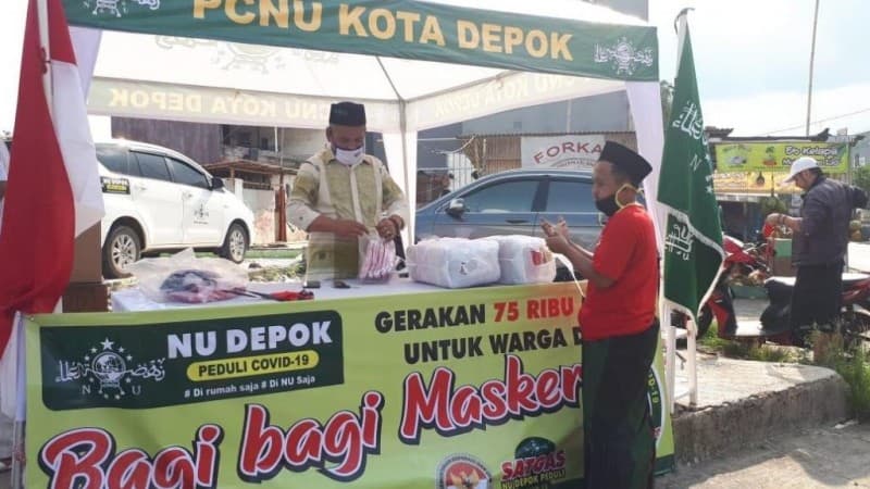 NU Depok Bagikan 75 Ribu Masker kepada Pelaku UMKM
