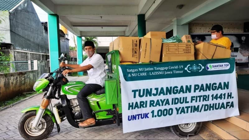 Usai Lebaran, LAZISNU Jatim Lanjut Bagikan Pangan untuk Yatim dan Dhuafa