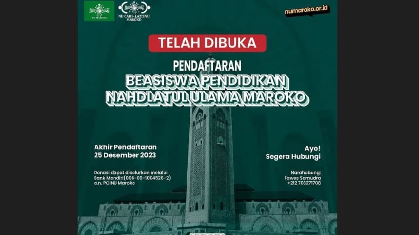 Beasiswa PCINU Maroko Dibuka, Cek Syarat dan Cara Daftar di Sini