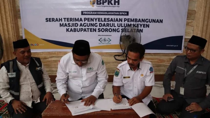 Di Sorong Selatan, NU Care-LAZISNU dan BPKH Bantu Pembangunan Masjid Agung Darul Ulum