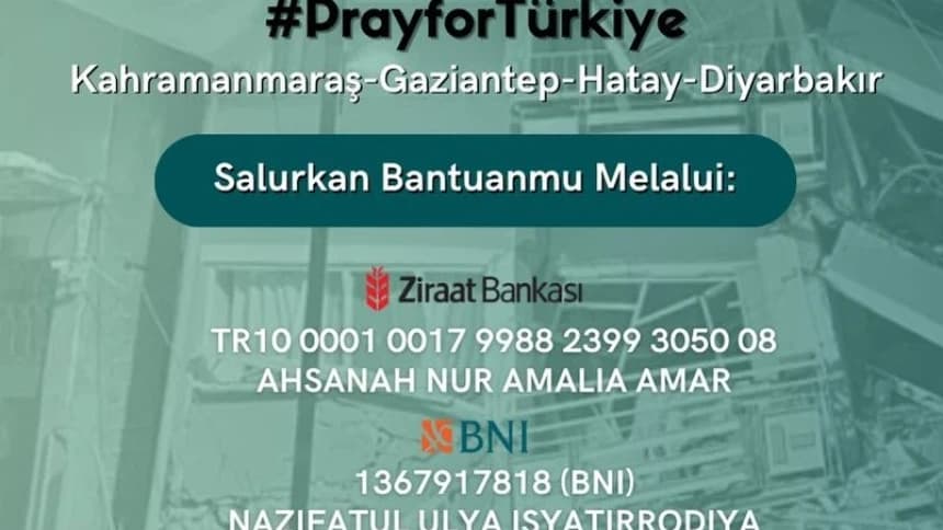 PCINU Turki Buka Donasi Bagi Warga Terdampak Gempa Turki