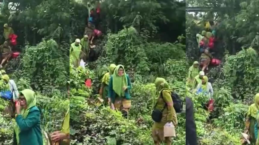 Sampai Turuni Tebing Licin, Ibu-Ibu Muslimat Antusias Raih Berkah 1 Abad NU
