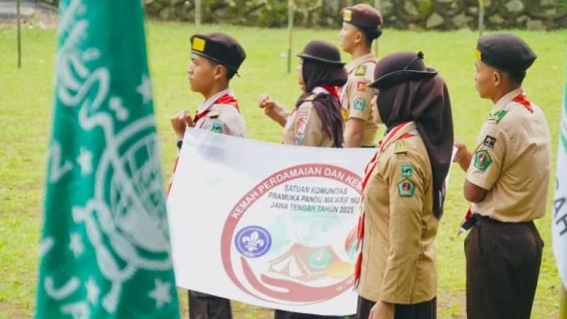 Kemah Perdamaian dan Kemanusiaan Pramuka Ma’arif NU Jateng 2025 Resmi Dibuka