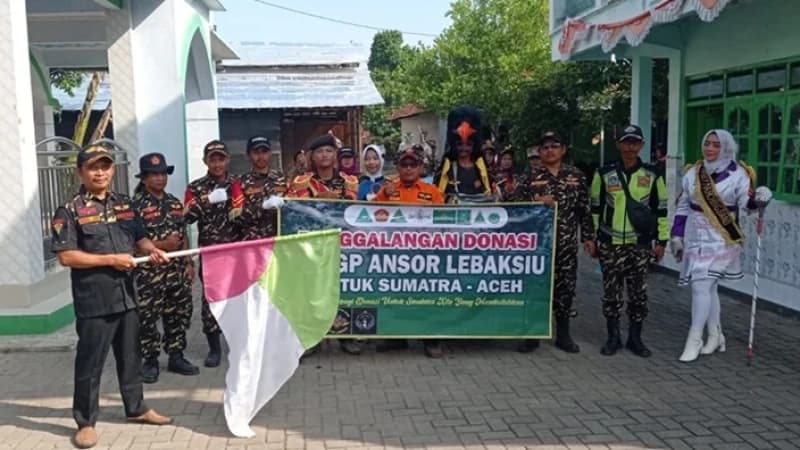 Bantu Warga Aceh-Sumatra, GP Ansor Lebaksiu Tegal Aksi Galang Donasi dengan Cara Kreatif